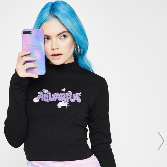 Aquarius black long sleeve top from dolls kill - Picture 3 of 3